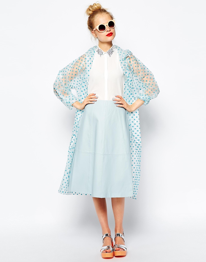 ASOS Long Line Rain Trench With Spot 66usd