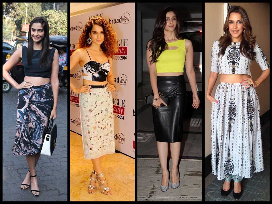 Sonam Kapoor, Kangana Ranaut, Alia Bhatt and Neha Dhupia are a few of the Bollywood actors who favour Crop Tops.