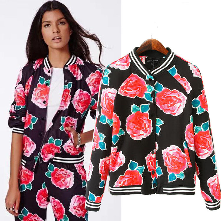 Autumn-Winter-2014-Fashion-Floral-Printed-Jacket-Coat-Outerwear-for-Women-Long-Sleeve-Baseball-Sports-Casual