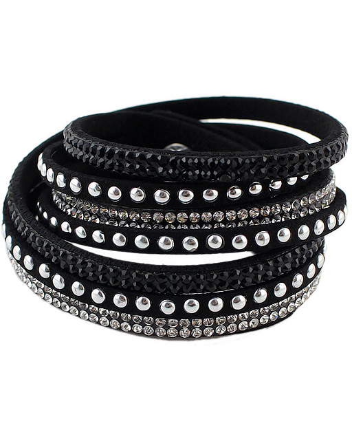 Black Diamond Multilayers Leather Bracelet_11295