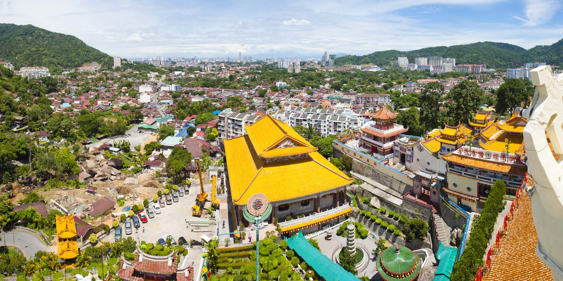 Penang, Malaysia, view of George Town from Kek Lok Si Temple, by travel and panoramic photographer Matthew Williams-Ellis
